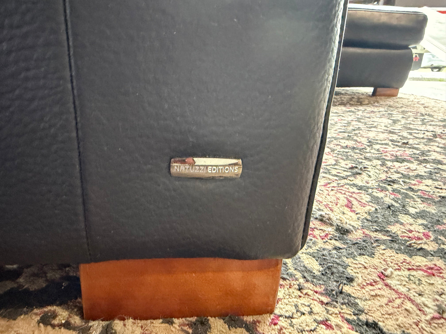Sectionnel Natuzzi en Cuir Véritable Noir