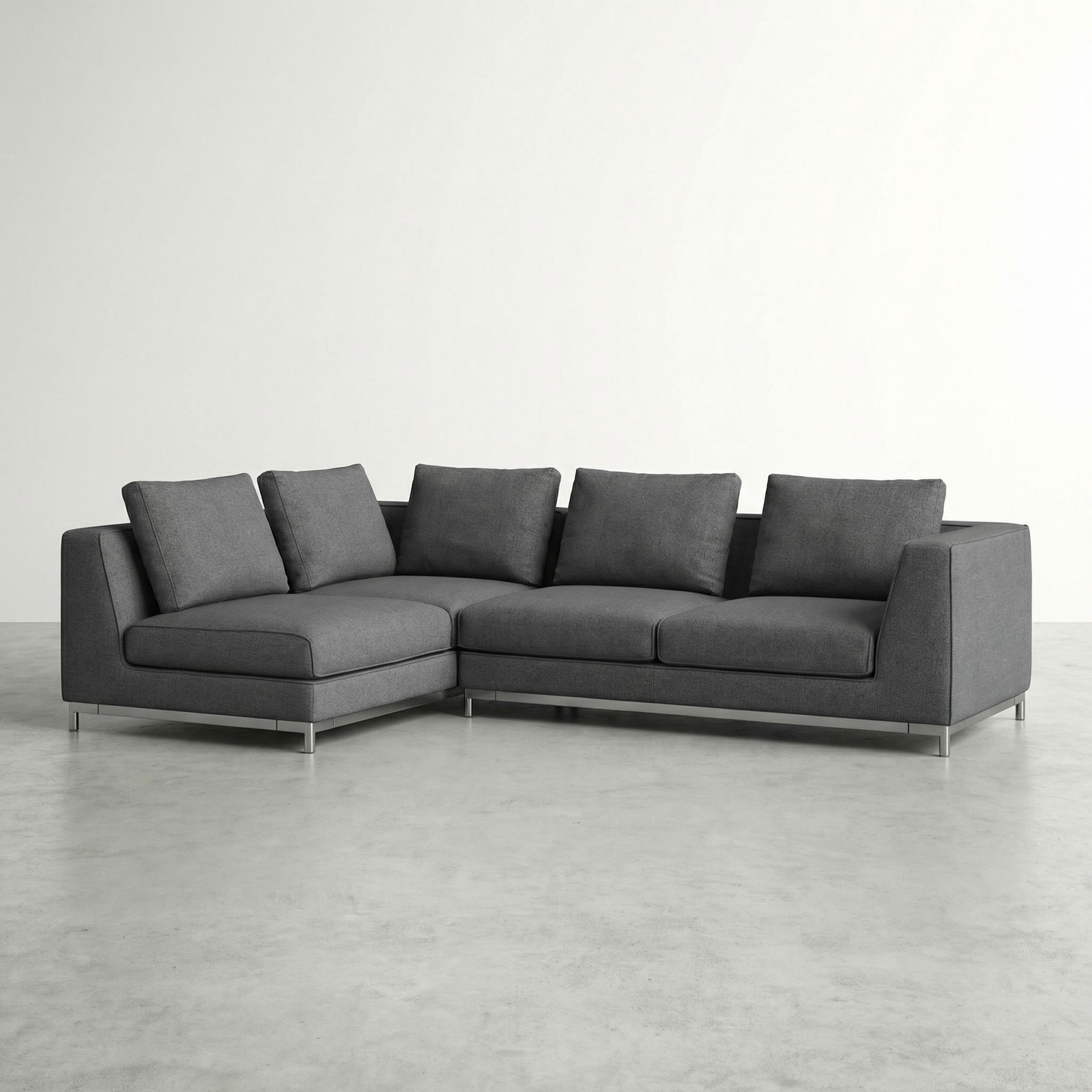 Divan sectionnel en tissus gris