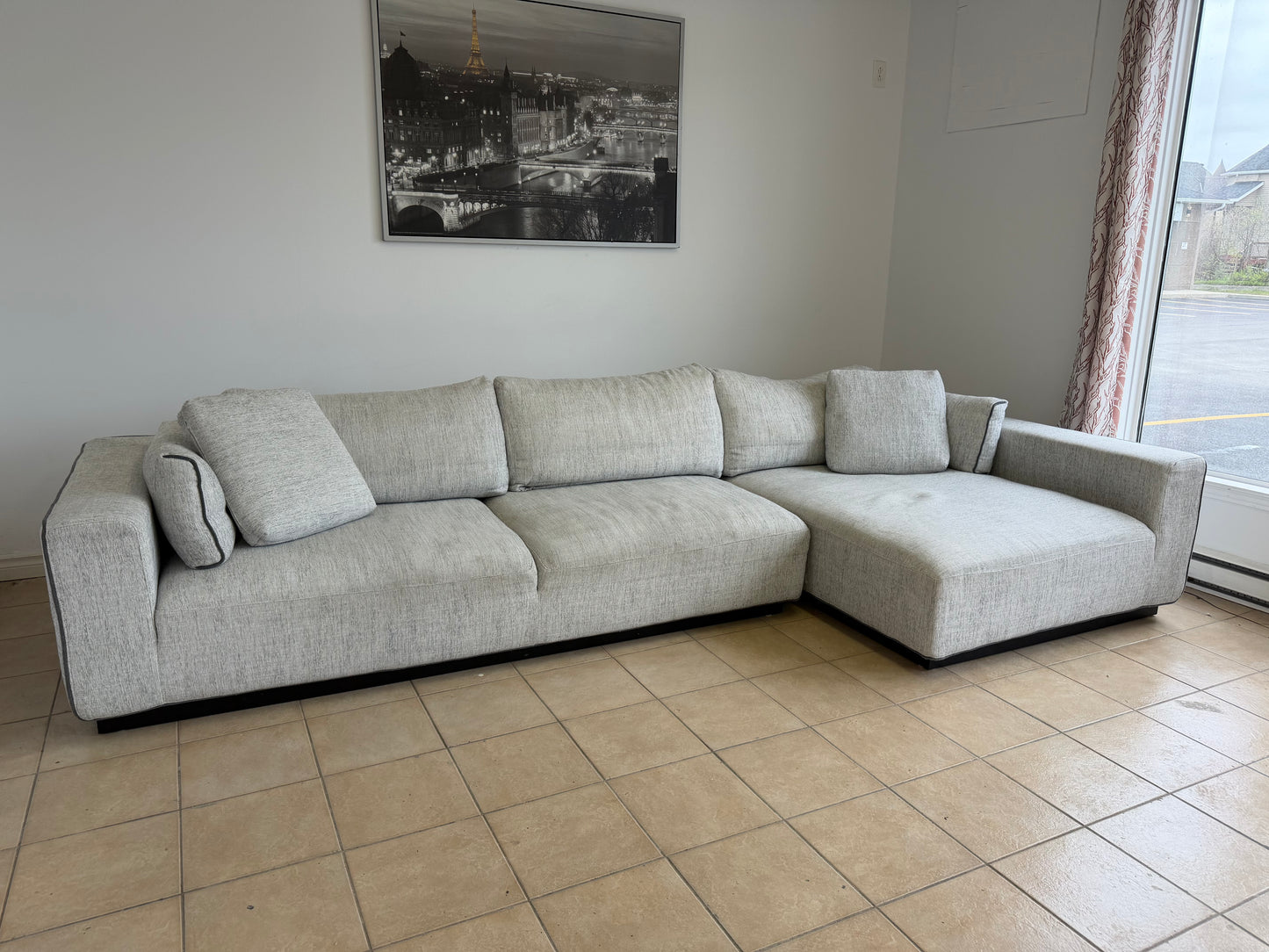 Sectionnel Nuage en Tissu Gris