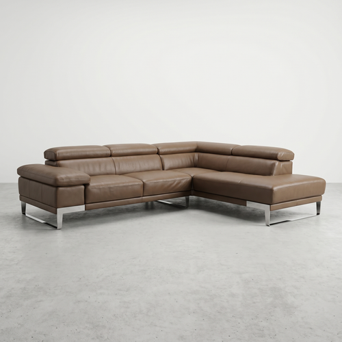 Divan sectionnel en cuir italien brun Giuseppe&Giuseppe