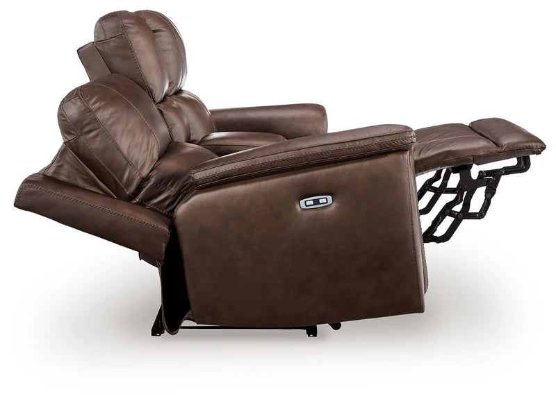 ARGENTINO - Causeuse en cuir inclinable électrique avec console – Causeuse, Gris ou brun | Meubles KREOR Gatineau