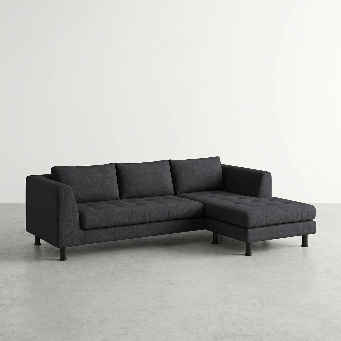 Matthew - Charcoal Gray Fabric L-Shaped Sofa