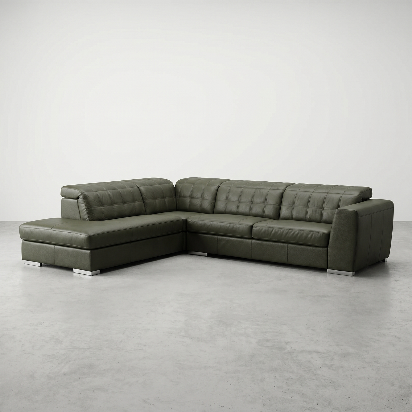 Sectionnel en cuir gris