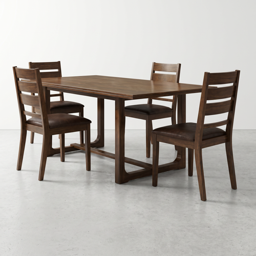 KROV - Ensemble Table & Chaises Brune En Bois Solide