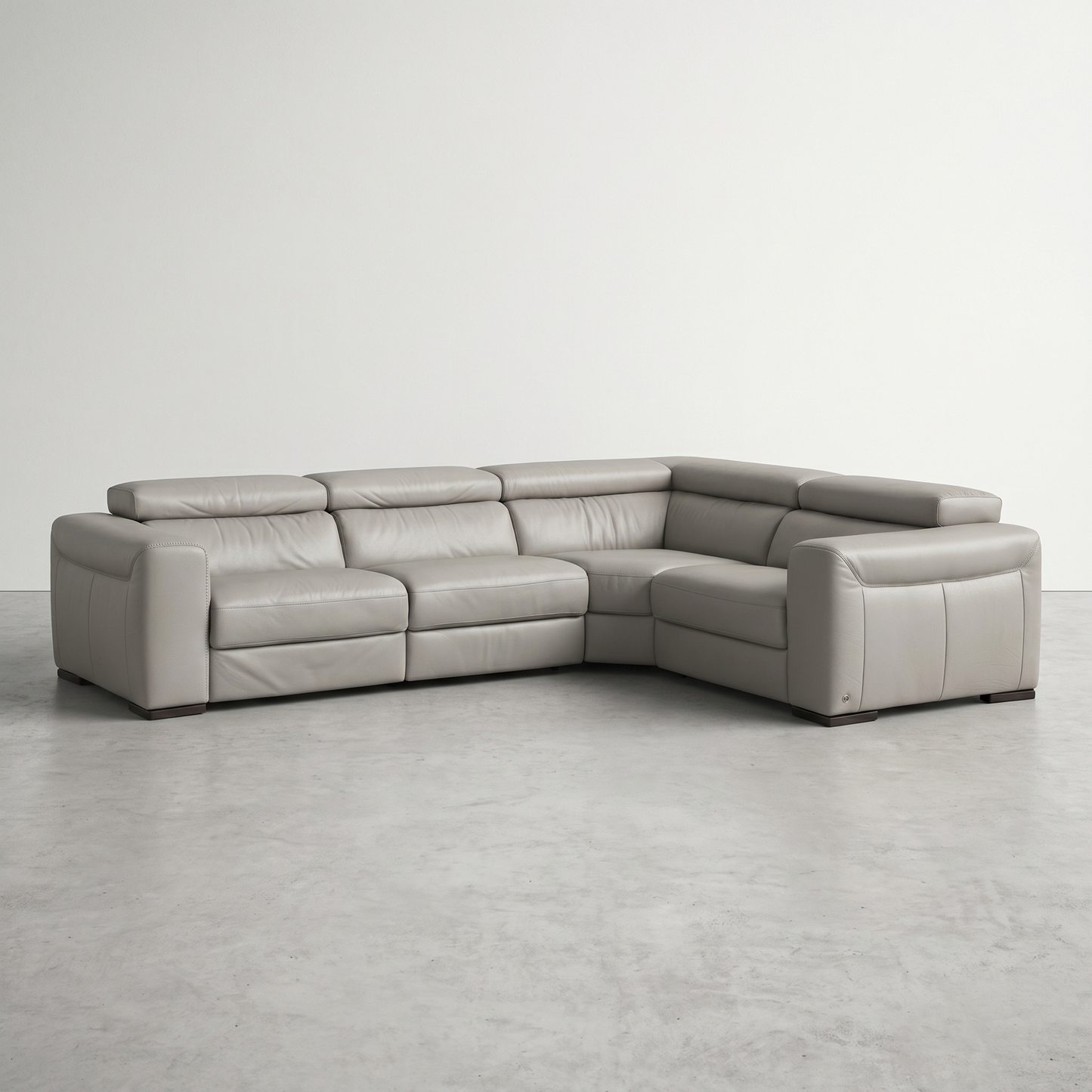 Sectionnel Natuzzi Inclinable Electrique en Cuir Véritable Gris