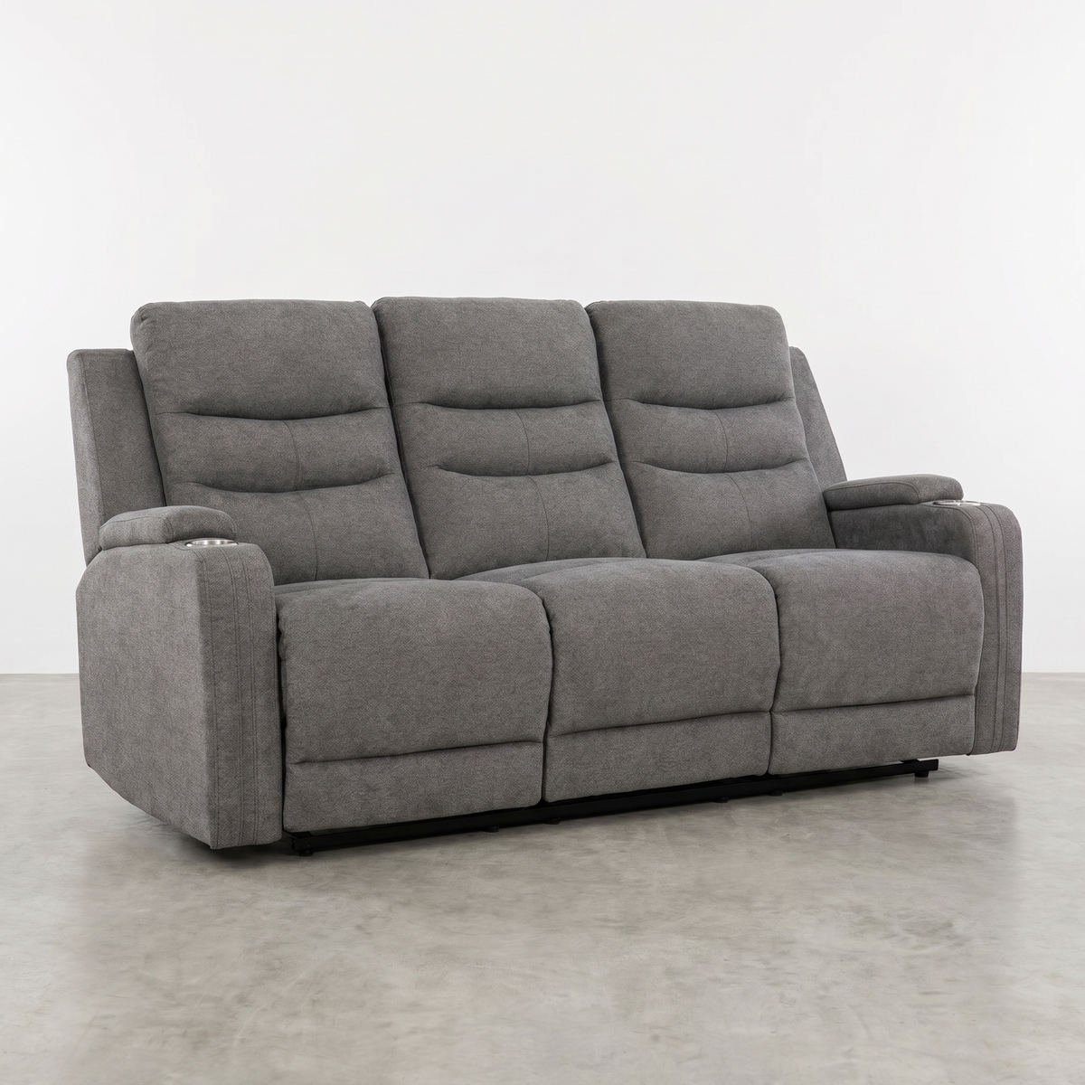 KREOS - Divan Canapé Trois Places Inclinable Électrique en Tissus Gris – Sofa, Gris | Meubles KREOR Gatineau