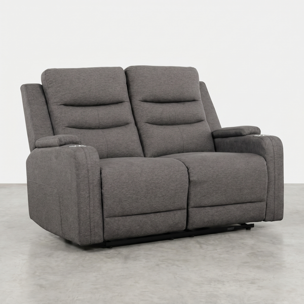 KREAS DUO - Ensemble de 2 Causeuses Inclinables Électriques en Tissus Gris