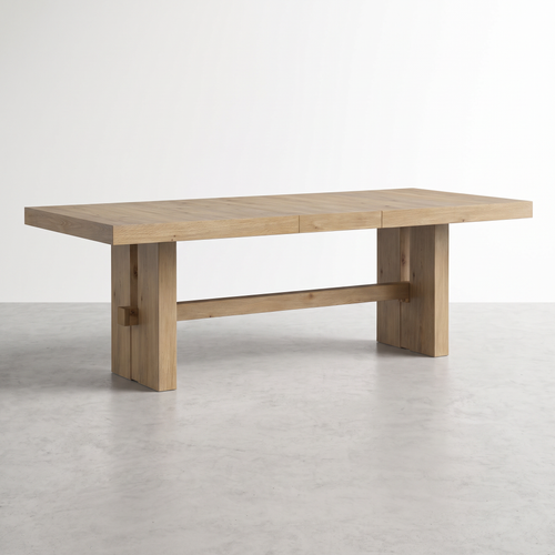 NEW YORK - Table de salle à manger en bois franc massif extensible brun clair