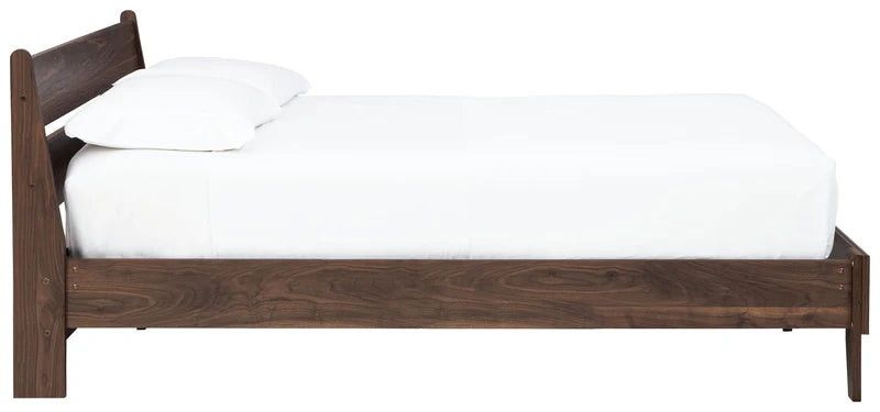 SAM - Base de lit noyer avec tête de lit – Lit, Brun | Meubles KREOR Gatineau