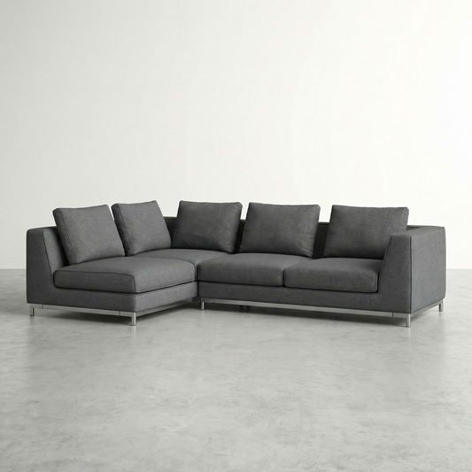 Grey fabric sectional sofa