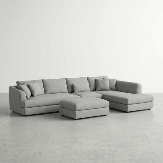 Mobilia Cloud sectional sofa in light grey fabric