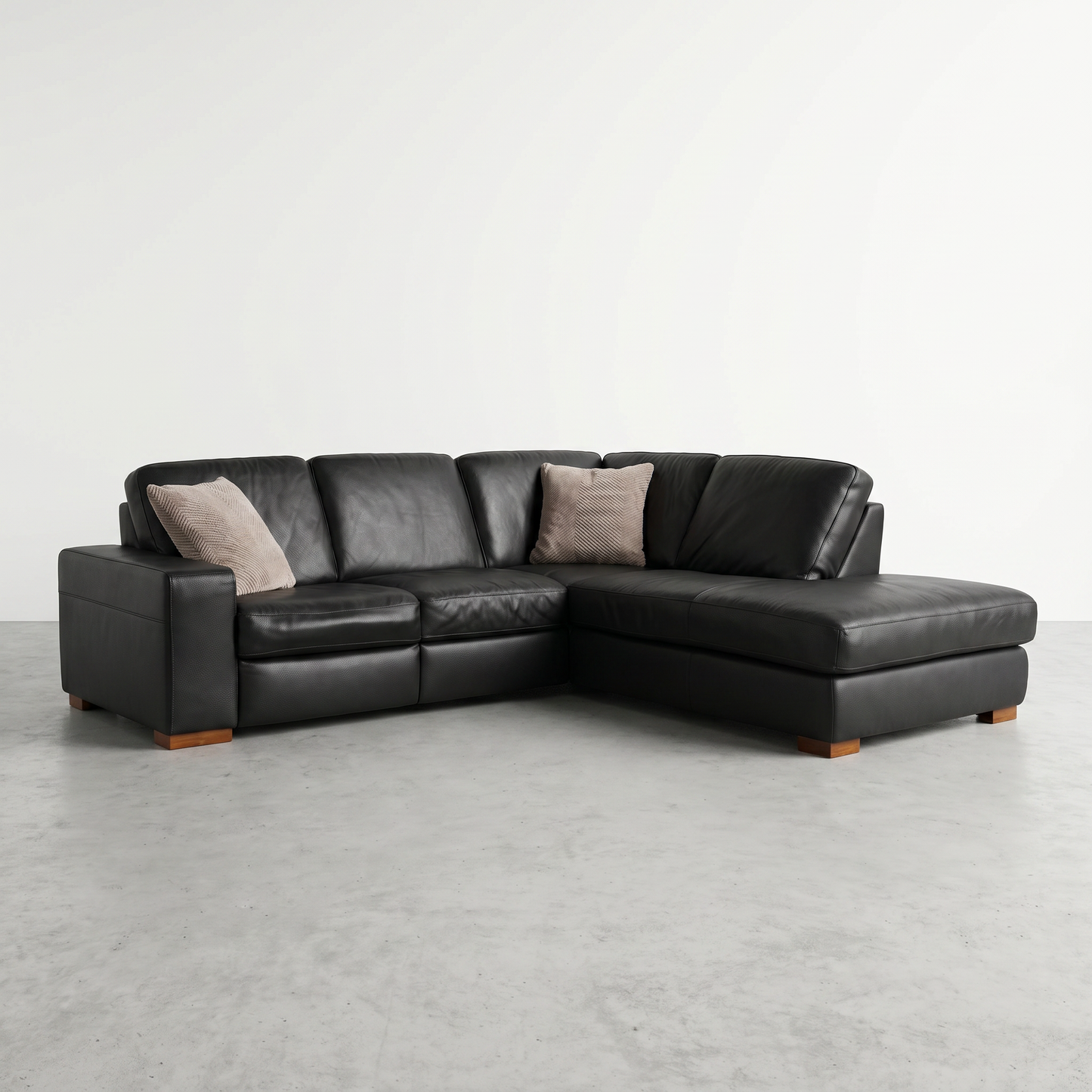 Sectionnel Natuzzi en Cuir Véritable Noir