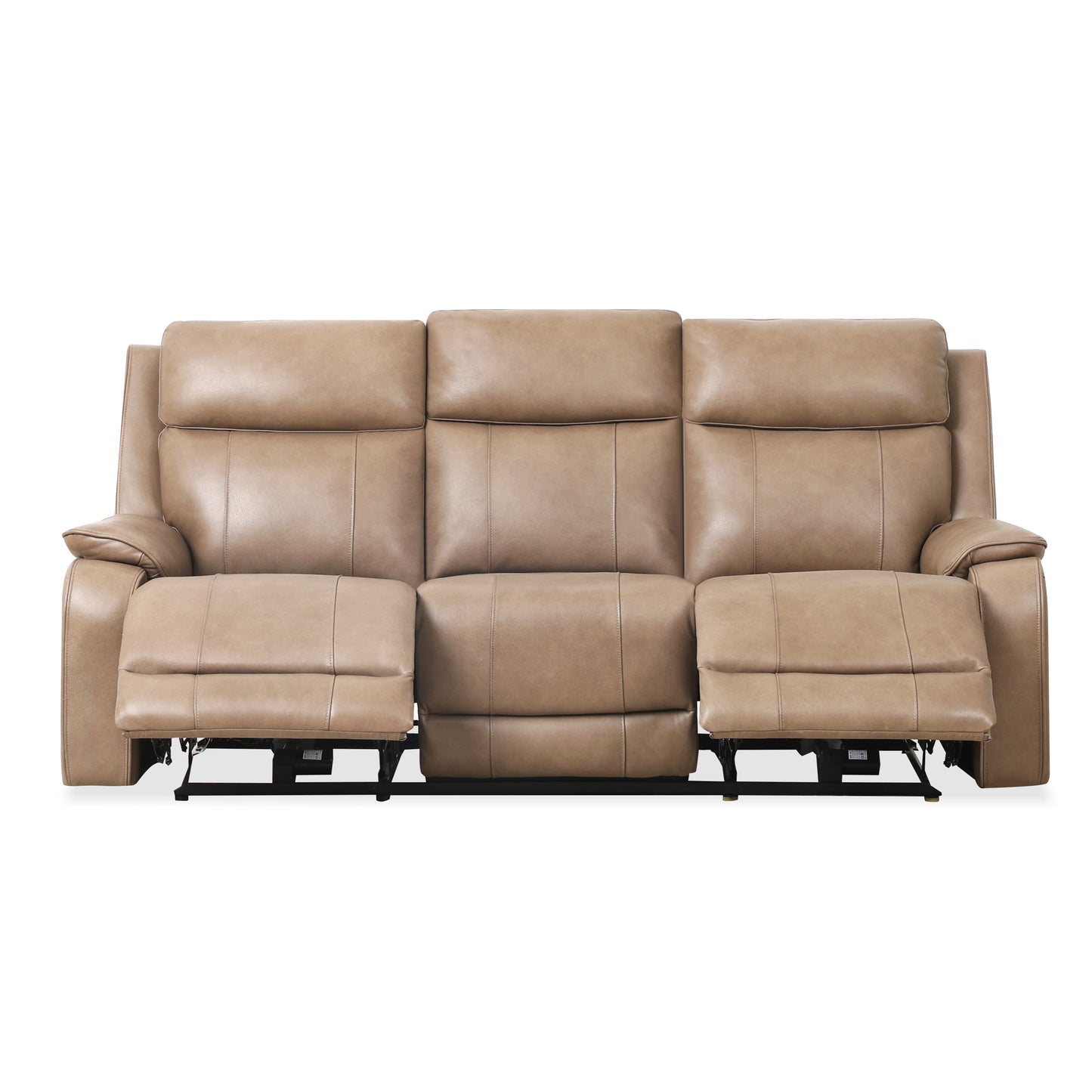 KRESCENDO — Taupe Leather Set: 3-Seater Sofa + FREE Armchair