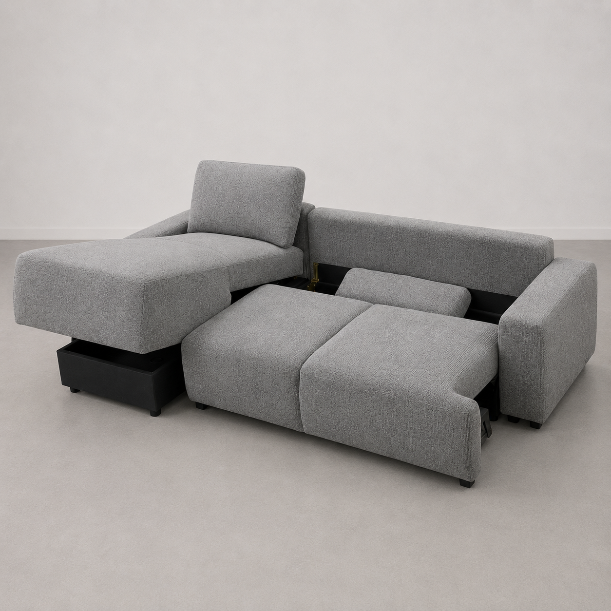 KREALIE - Divan Sectionnel Lit Gris