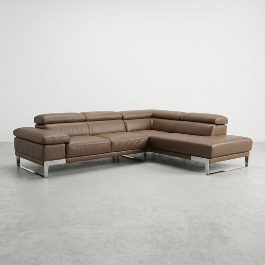Giuseppe&Giuseppe Brown Italian Leather Sectional Sofa