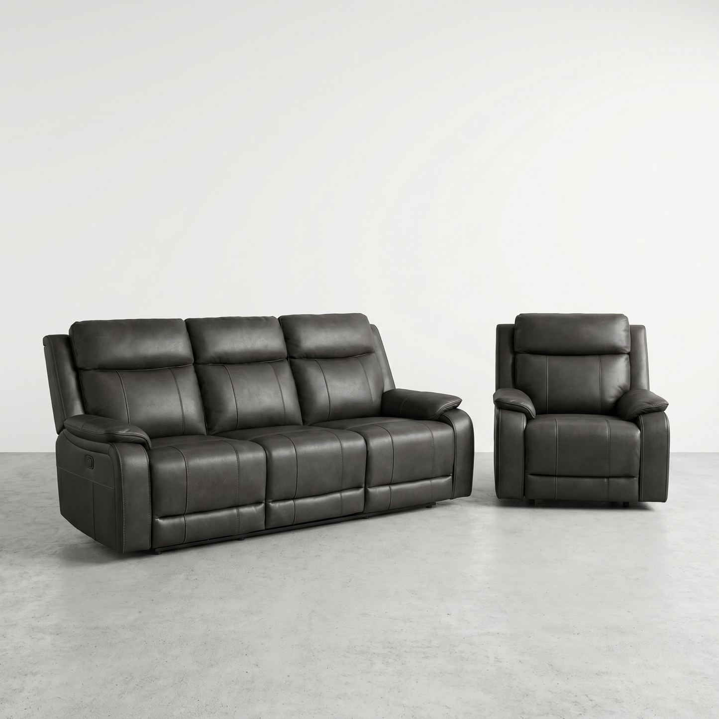 KRESCENDO - Three-Seater Sofa and Electric Recliner Armchair in Leather