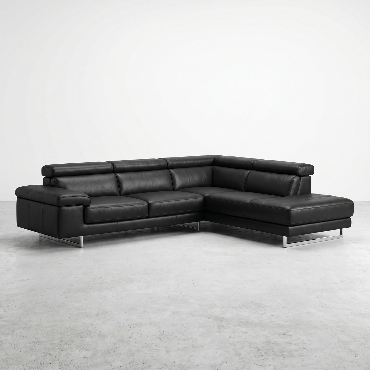 Natuzzi Editions Black Genuine Leather Sectional