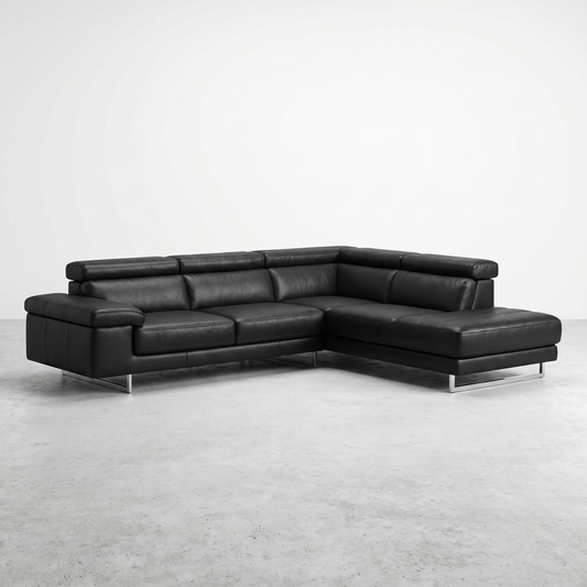 Natuzzi Editions Black Genuine Leather Sectional