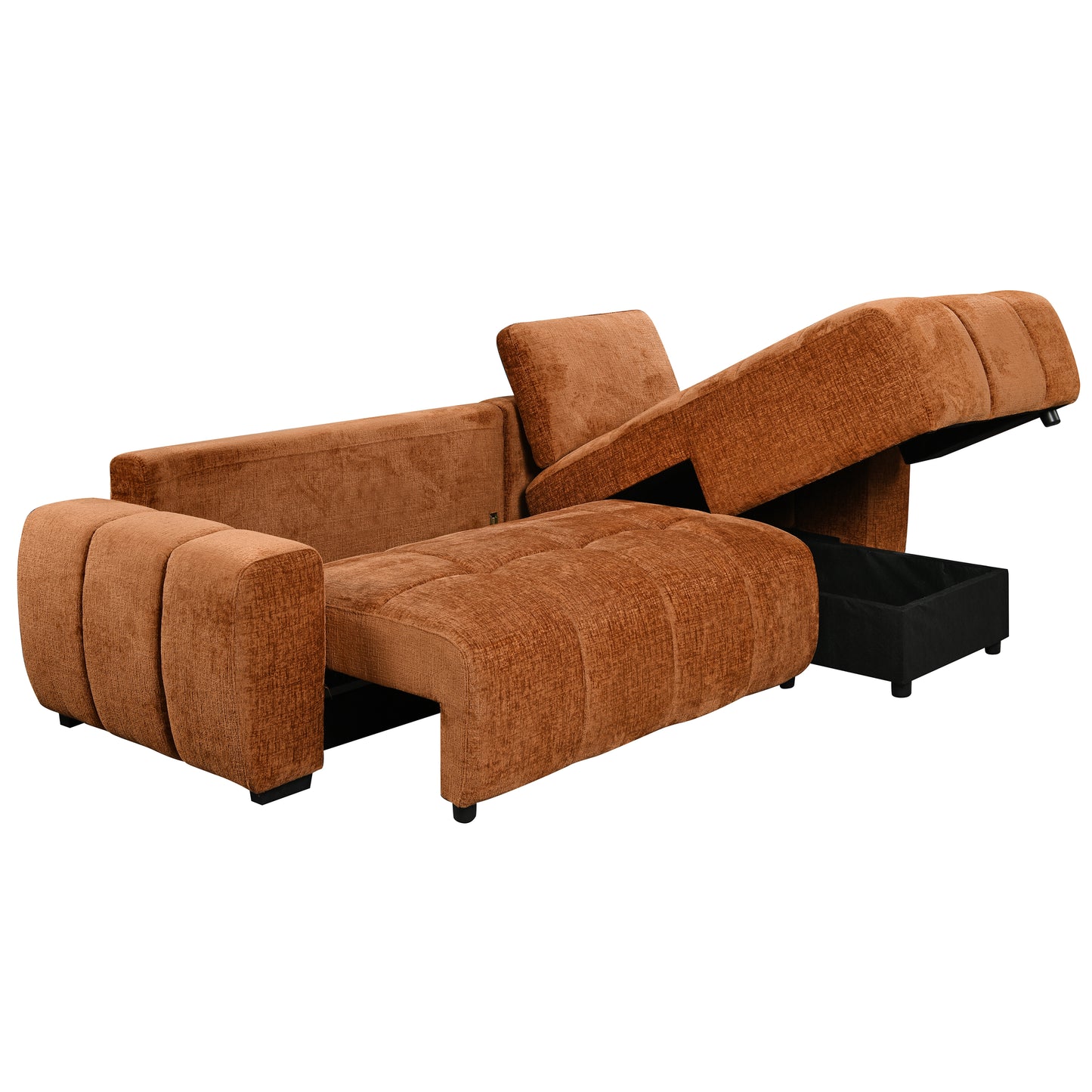 KREA - Divan Sectionnel Lit Orange Brûlé