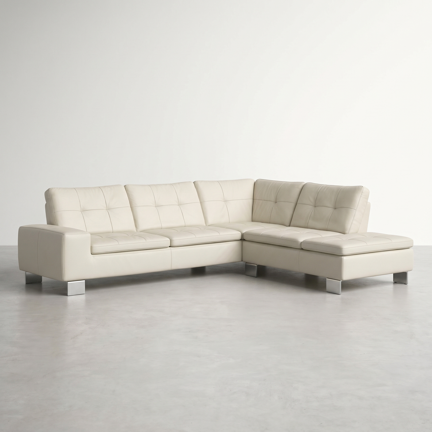 Sectionnel Mobilia en Cuir Véritable Blanc