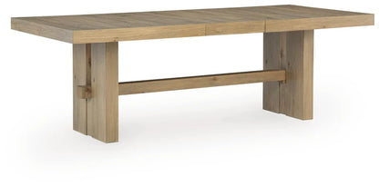 NEW YORK - Table de salle à manger en bois franc massif extensible brun clair