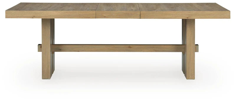 NEW YORK - Table de salle à manger en bois franc massif extensible brun clair