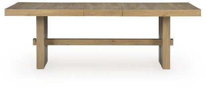 NEW YORK - Table de salle à manger en bois franc massif extensible brun clair