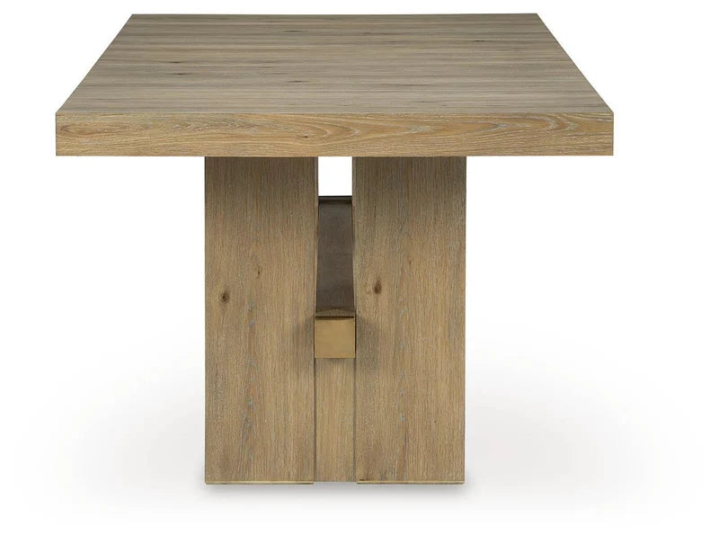 NEW YORK - Table de salle à manger en bois franc massif extensible brun clair