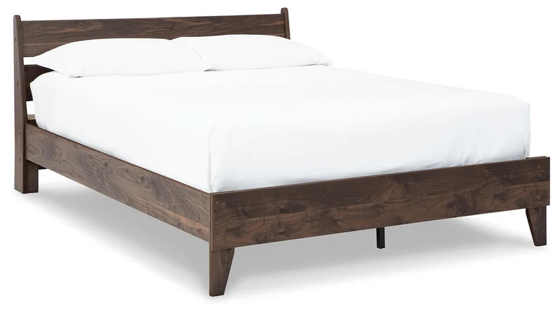 SAM - Base de lit noyer avec tête de lit – Lit, Brun | Meubles KREOR Gatineau