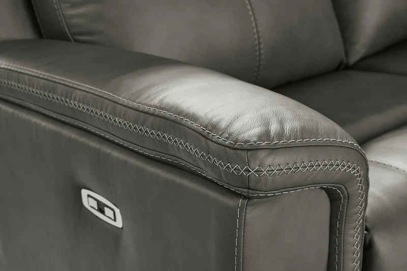 ARGENTINO - Causeuse en cuir inclinable électrique avec console – Causeuse, Gris ou brun | Meubles KREOR Gatineau