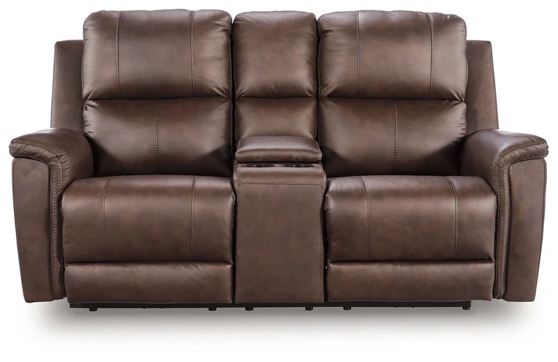 ARGENTINO - Causeuse en cuir inclinable électrique avec console – Causeuse, Gris ou brun | Meubles KREOR Gatineau