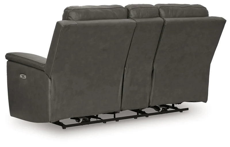 ARGENTINO - Causeuse en cuir inclinable électrique avec console – Causeuse, Gris ou brun | Meubles KREOR Gatineau