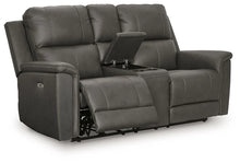 ARGENTINO - Causeuse en cuir inclinable électrique avec console – Causeuse, Gris ou brun | Meubles KREOR Gatineau