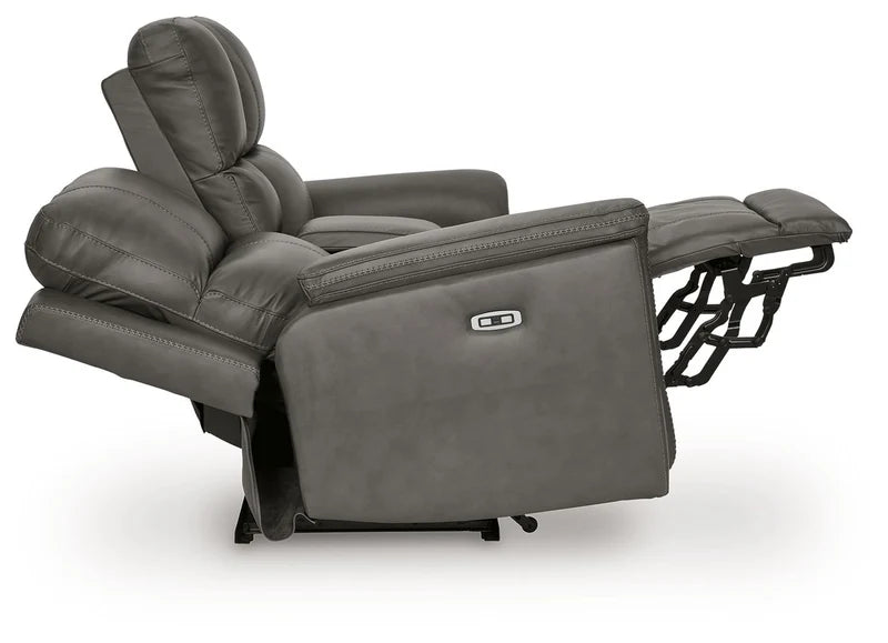 ARGENTINO - Causeuse en cuir inclinable électrique avec console – Causeuse, Gris ou brun | Meubles KREOR Gatineau