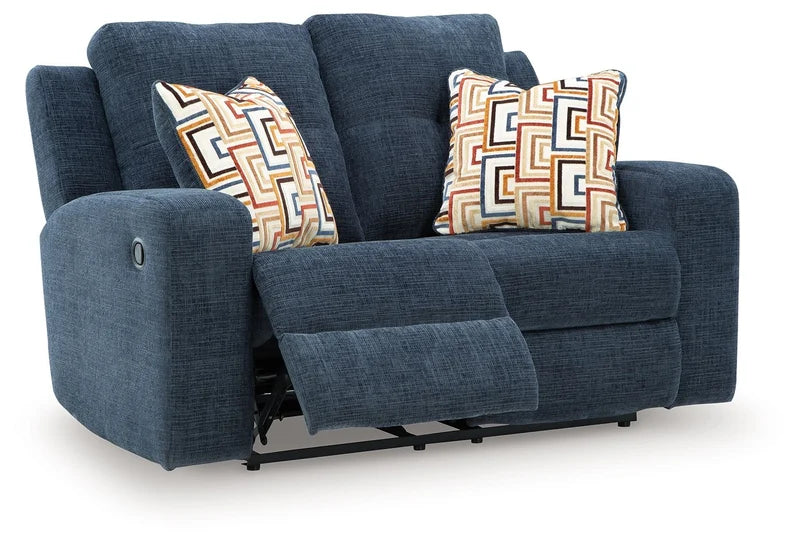 DAN - Causeuse inclinable manuel en tissus – Causeuse, Beige ou bleu | Meubles KREOR Gatineau