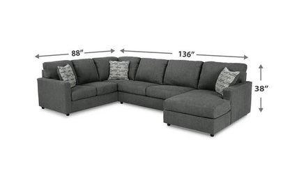 EDEN - Sectionnel avec chaise longue en tissus