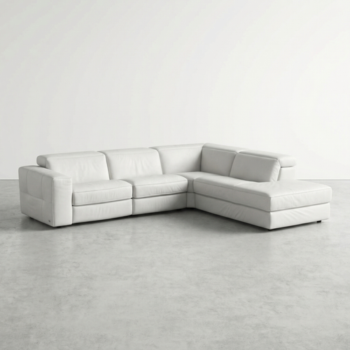 Divan sectionnel en cuir Natuzzi blanc électrique