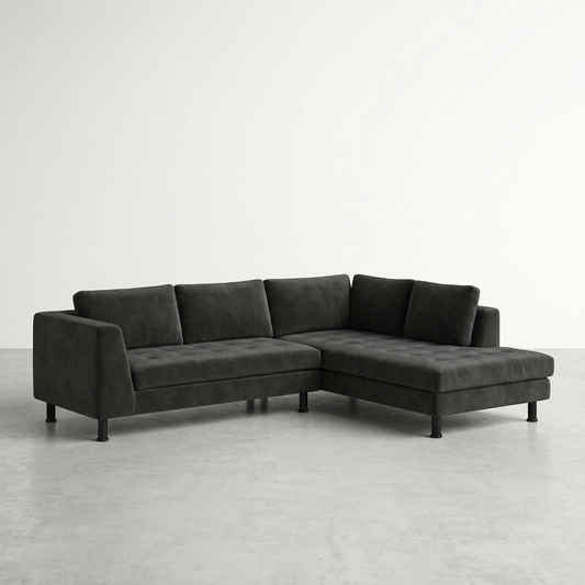 Janis - Sectionnel en velour noir