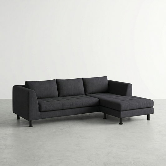 Matthew - Divan en L en tissu gris charbon