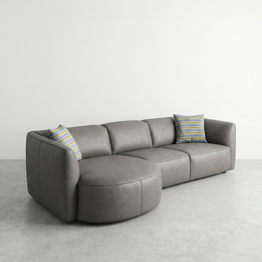 KRELLARO - Sectionnel en cuir véritable