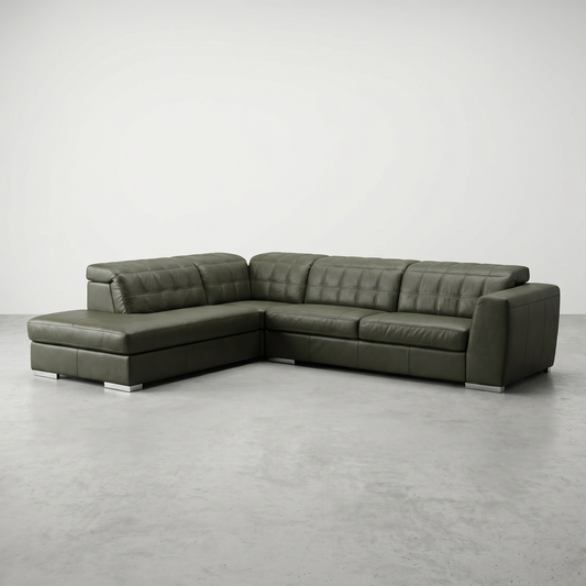 Grey leather sectional