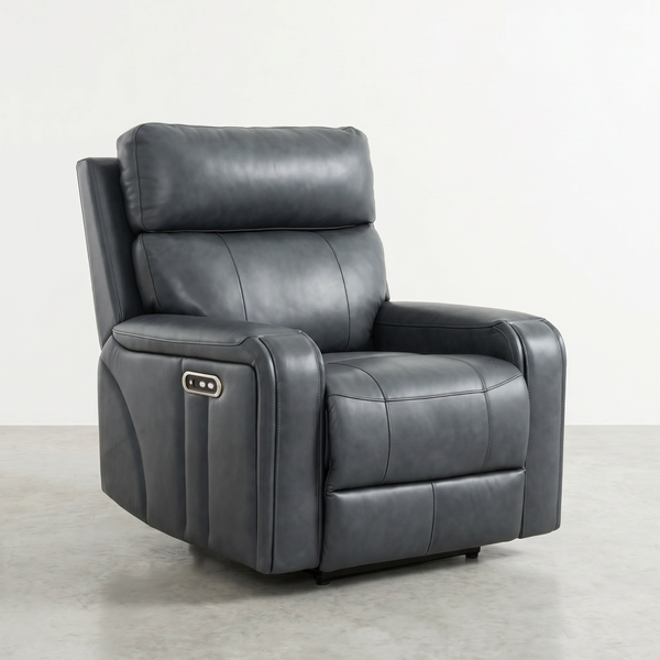 KREPUSCULI - Blue Leather Electric Recliner