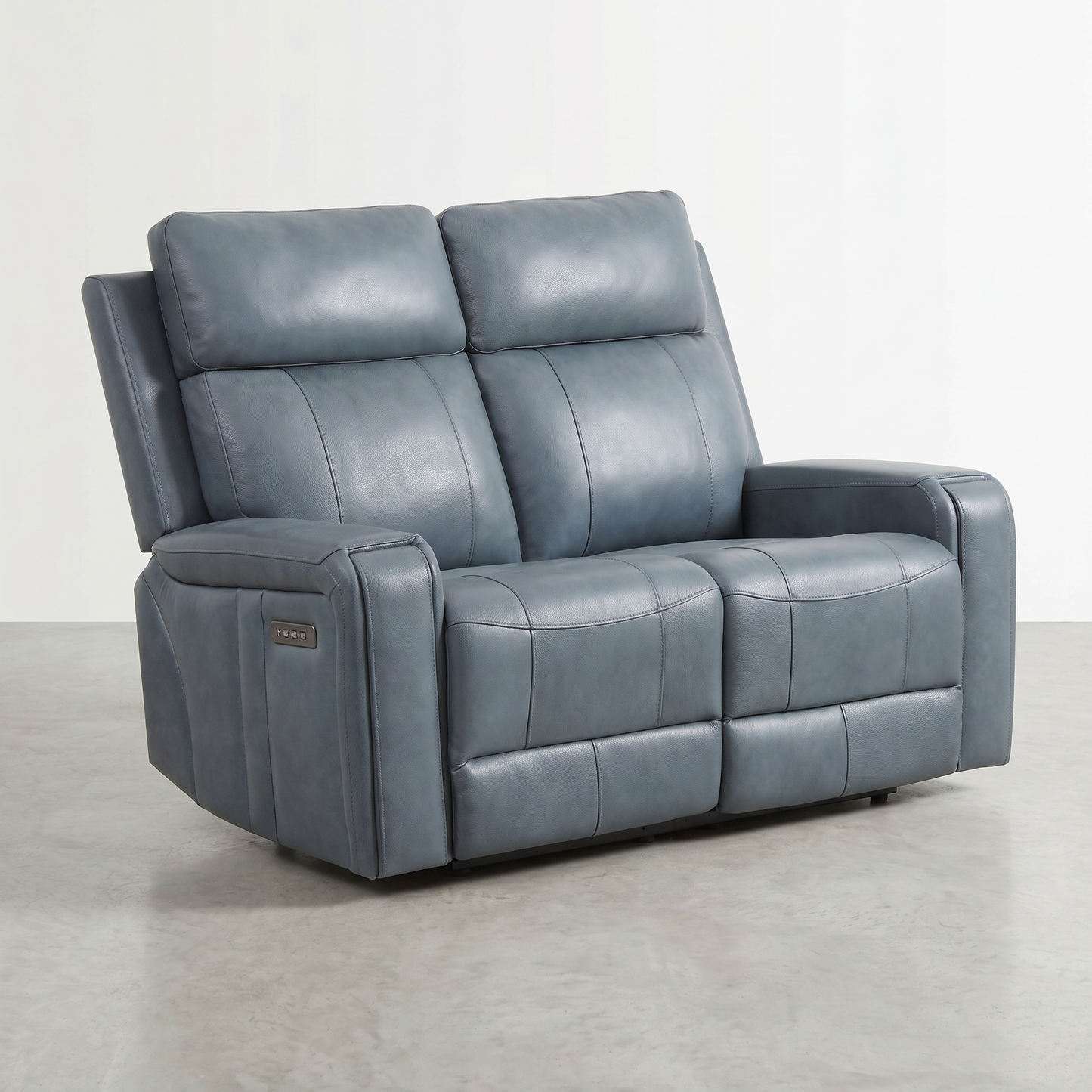 KREPUSCULA - Blue Leather Electric Reclining Loveseat