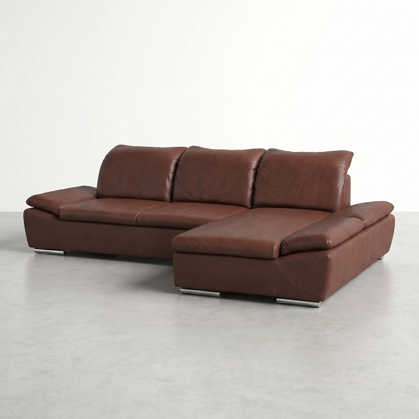 Sectionnel Mobilia en Cuir Véritable Brun