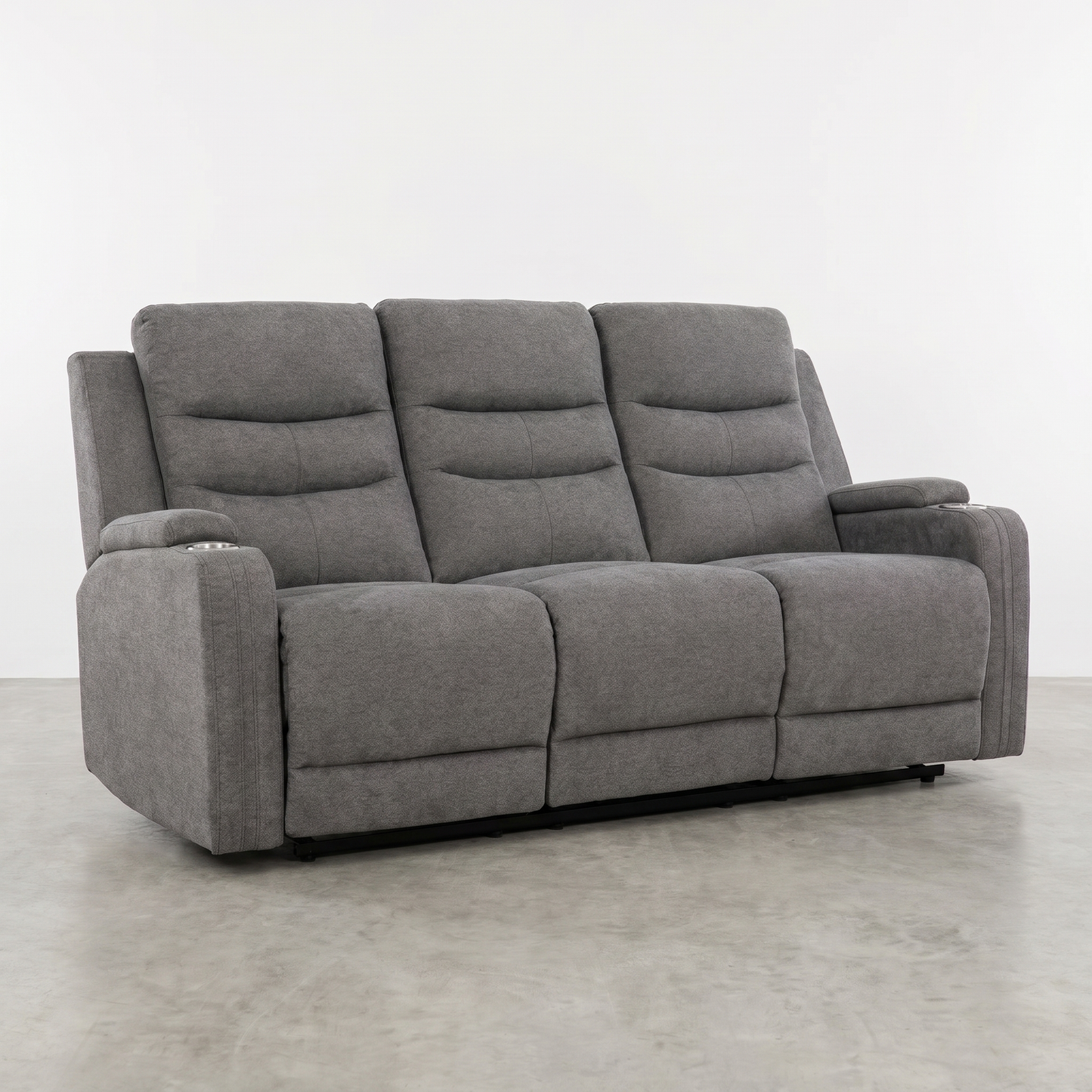 KREOS - Three-Seater Electric Recliner Sofa in Grey Fabric