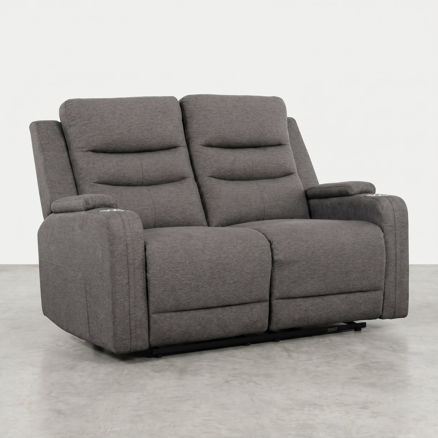 KREAS - Electric Reclining Loveseat in Grey Fabric