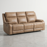 KRESCENDE - Divan Canapé Trois Places Inclinable Électrique en Cuir Taupe