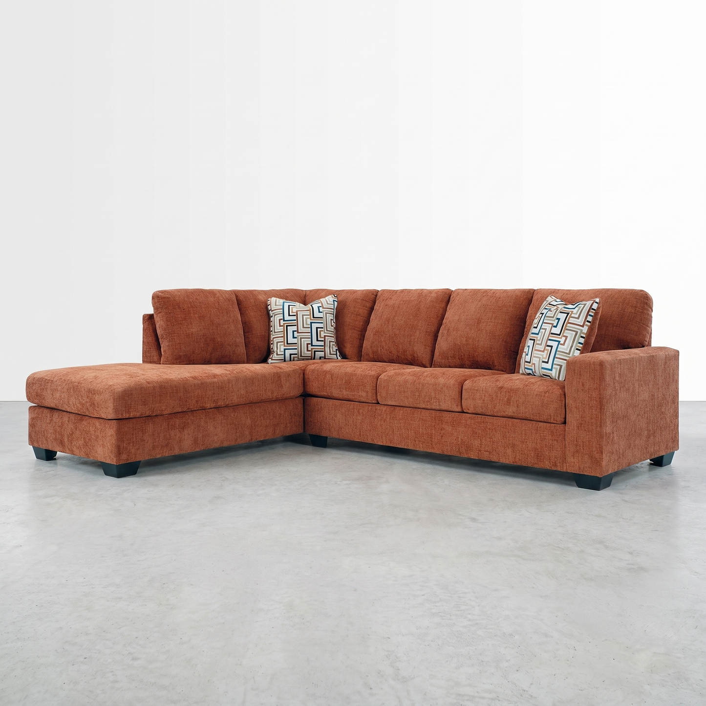 KRELIA - Sectionnel en tissus avec chaise longue à gauche ou à droite