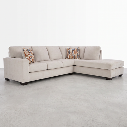 KRELIA - Sectionnel en tissus avec chaise longue à gauche ou à droite