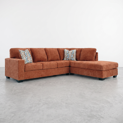 KRELIA - Sectionnel en tissus avec chaise longue à gauche ou à droite